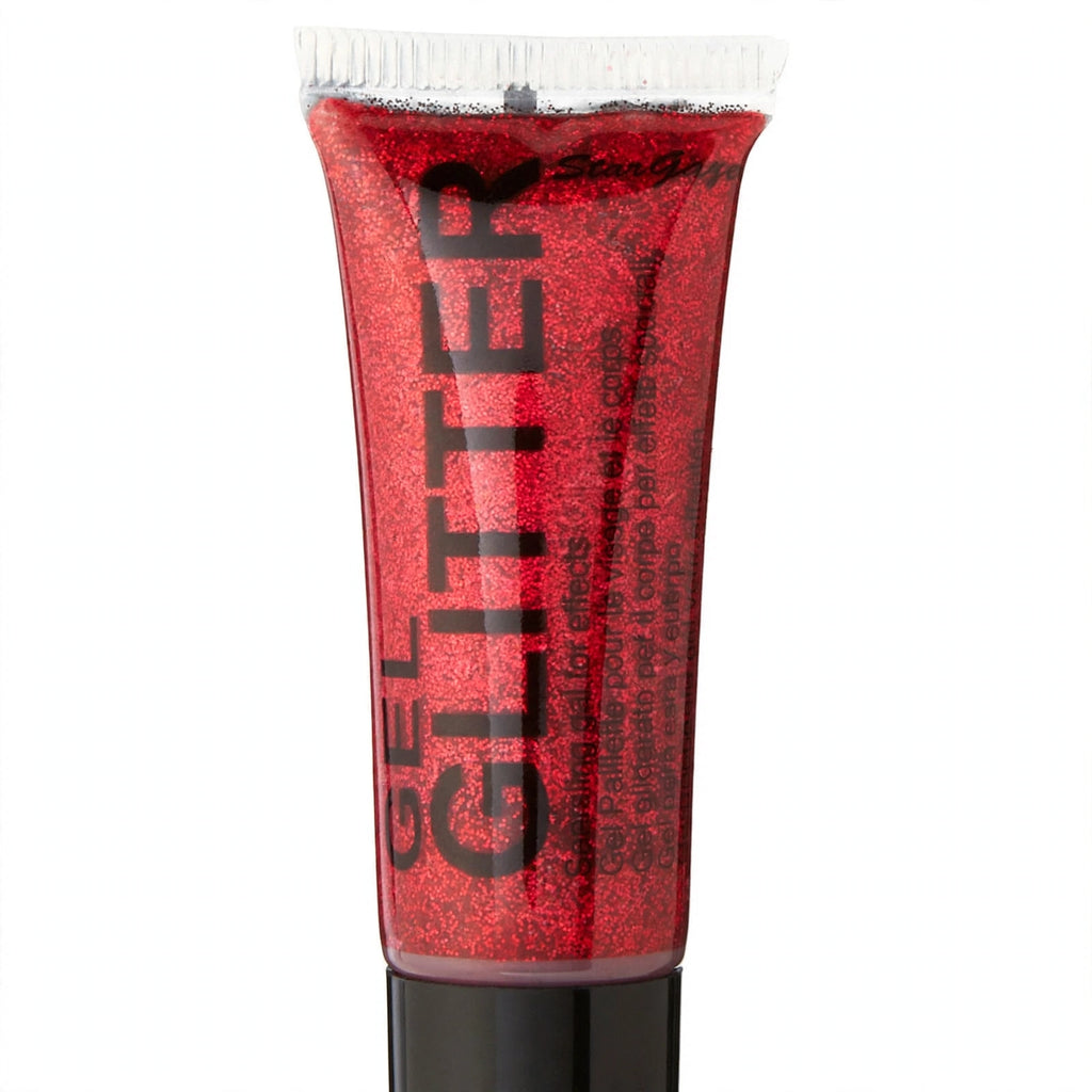 Close-up of Stargazer Gel Glitter Red gel glitter in 10ml pot