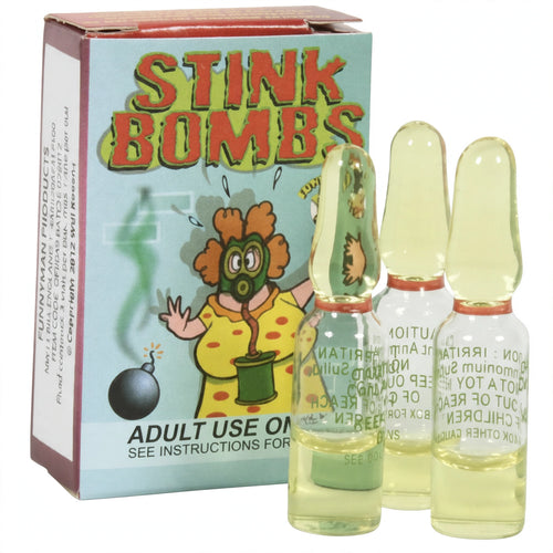 Henbrandt Stink Bombs in packaging containing 2 packs of 3 stink bombs each