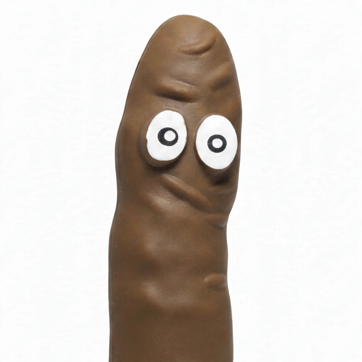 Close-up view of the Stretchy Squeezy Poop toy showing its stretchy and squeezy texture