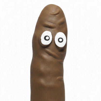 Close-up view of the Stretchy Squeezy Poop toy showing its stretchy and squeezy texture