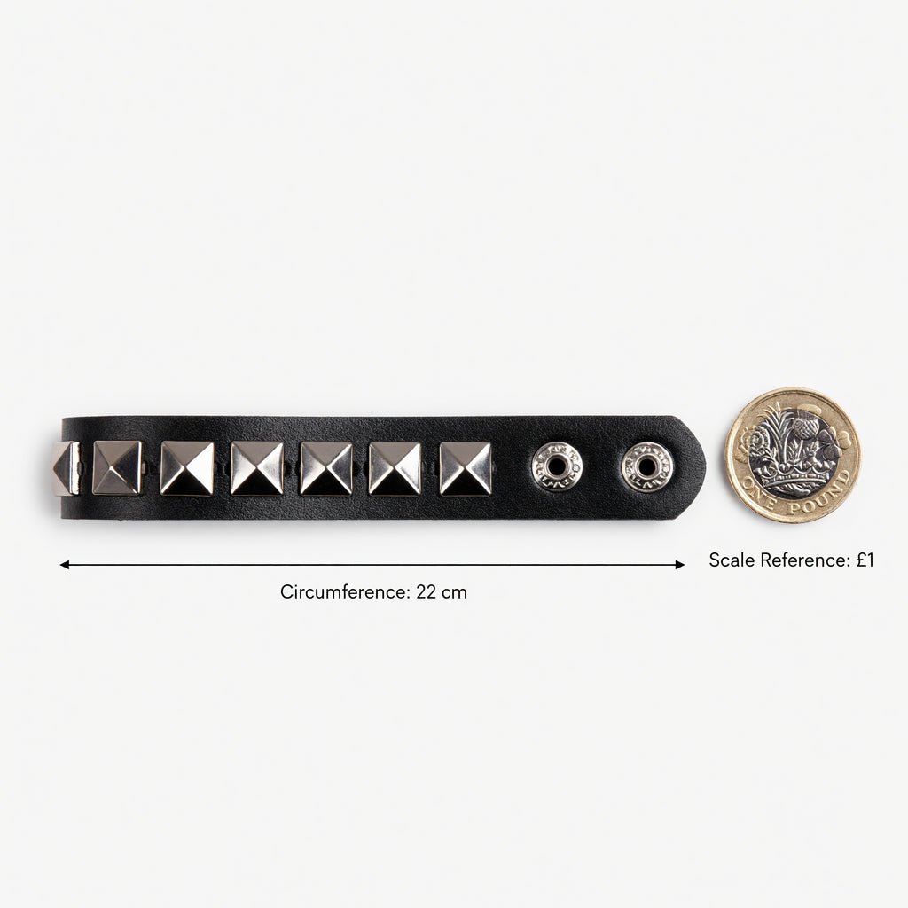 Studded Punk Wristband Black and Silver – product image 3