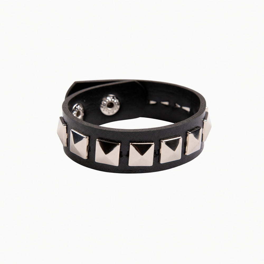 Studded Punk Wristband Black and Silver
