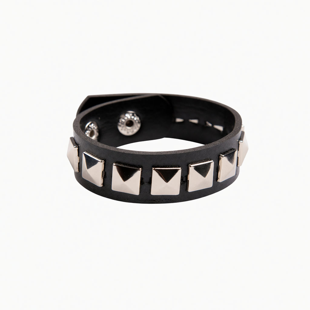 Studded Punk Wristband Black and Silver