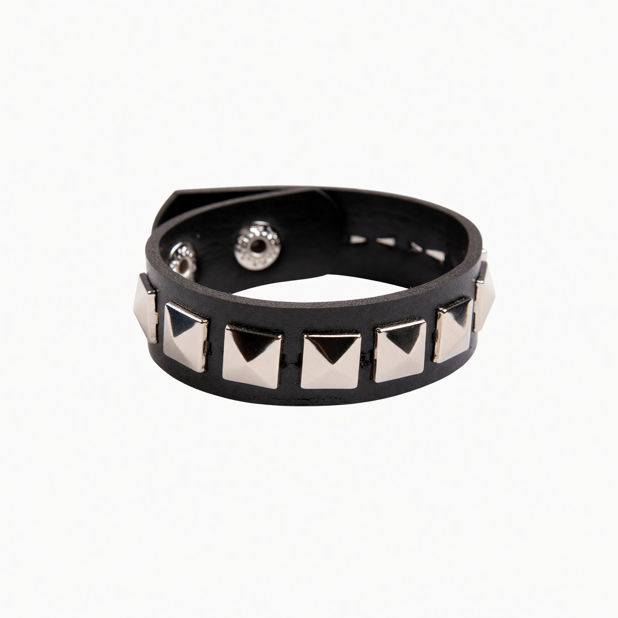 Studded Punk Wristband Black and Silver