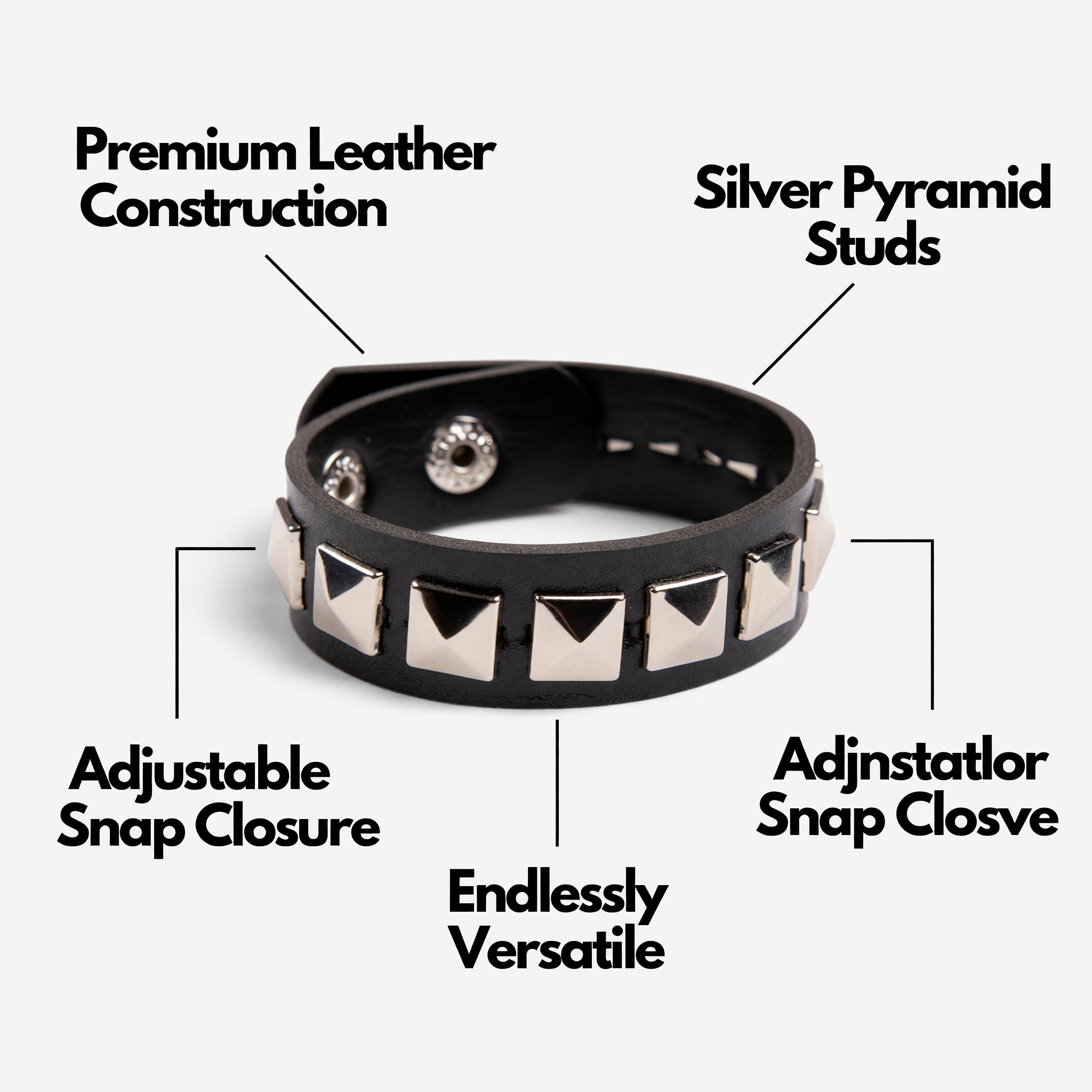Studded Punk Wristband Black and Silver