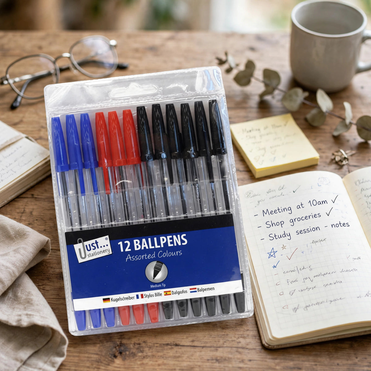 Tallon assorted ballpoint pens used for writing notes and doodles at school, work, or home