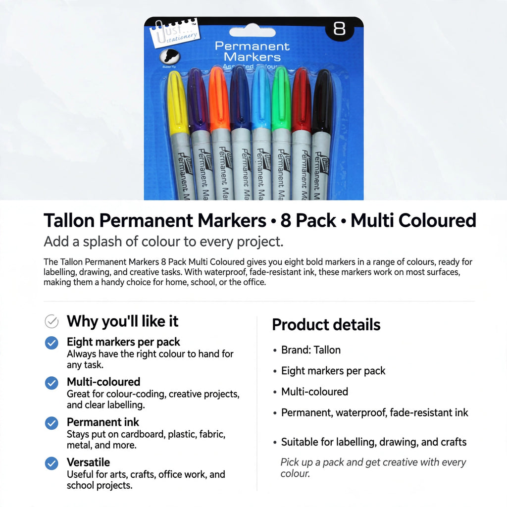 Tallon Permanent Markers suitable for labelling, drawing, and crafts with permanent ink