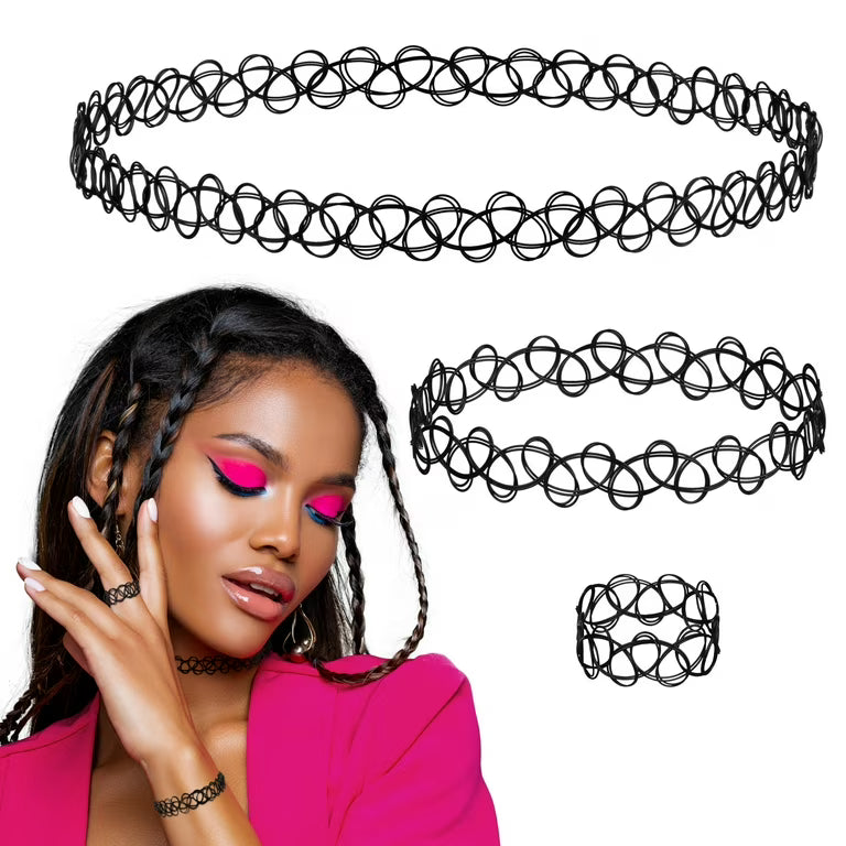 Black Tattoo Necklace, Bracelet & Ring Set | Merthyr Tydfil | Why Not Shop Online