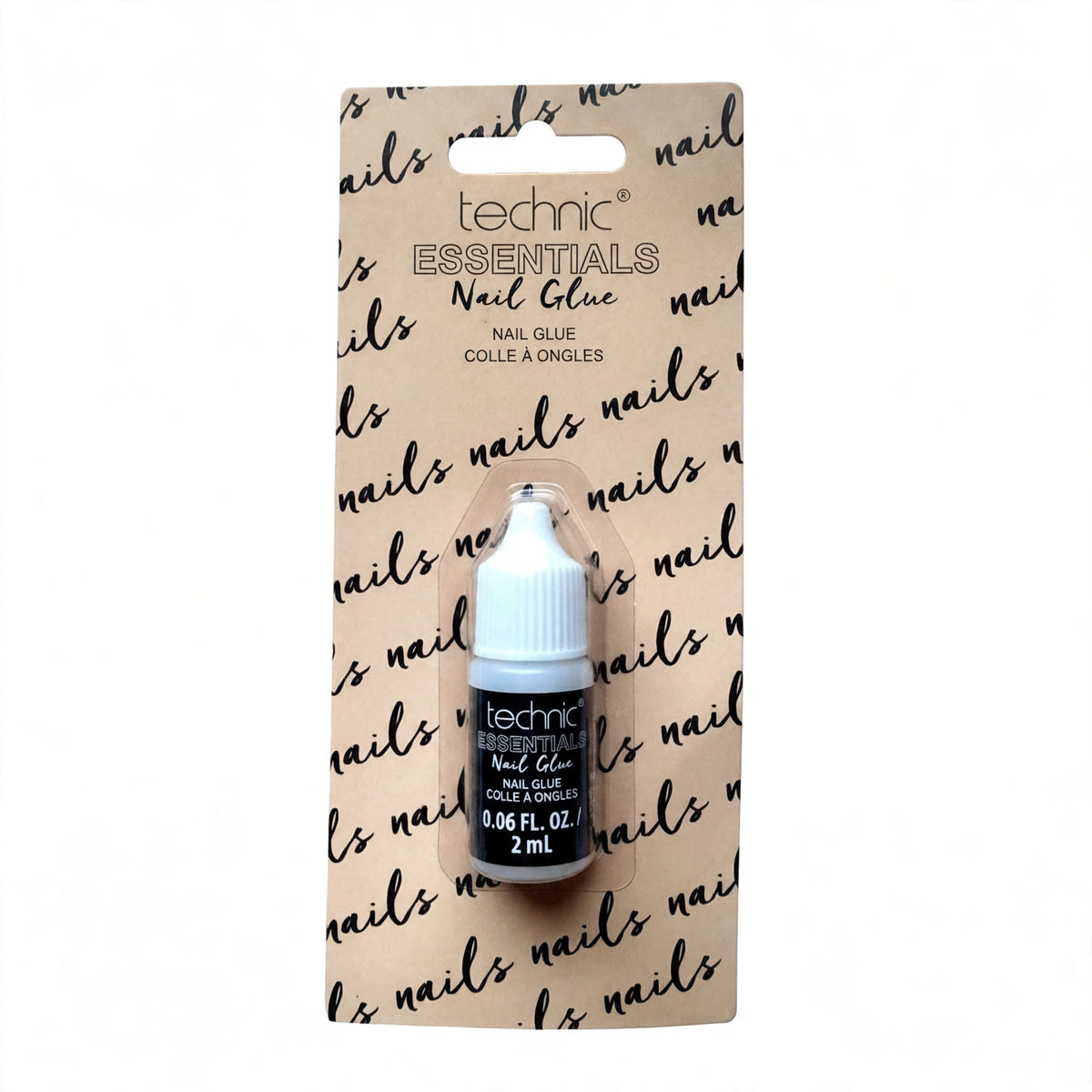 Technic Essentials Clear False Nail Glue 2ml with precision tip applicator
