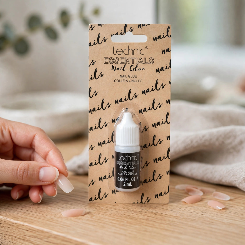 Technic Essentials Clear False Nail Glue 2ml used for applying false or press-on nails