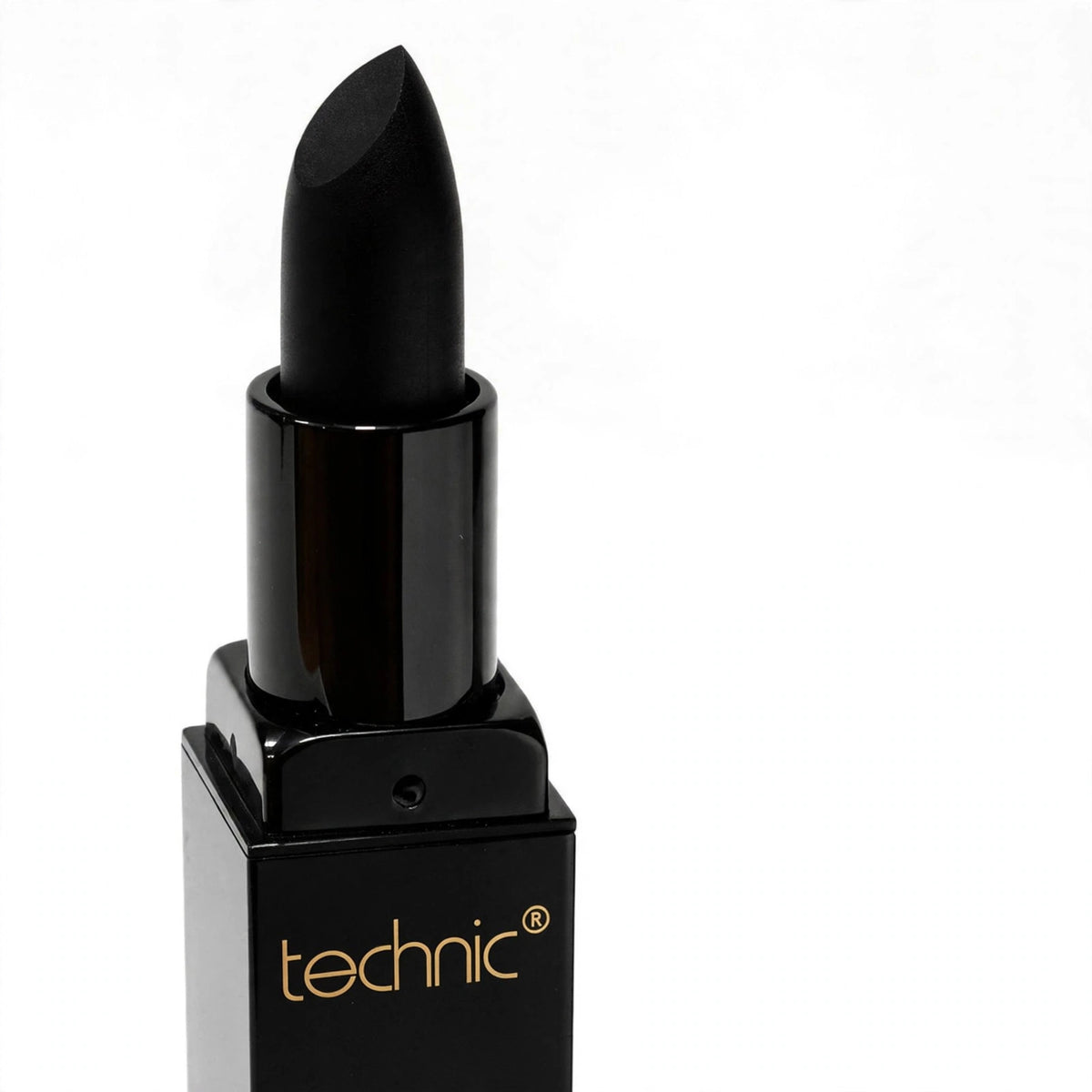 Close-up view of Technic Gothica Black Velvet Matte Black Lipstick