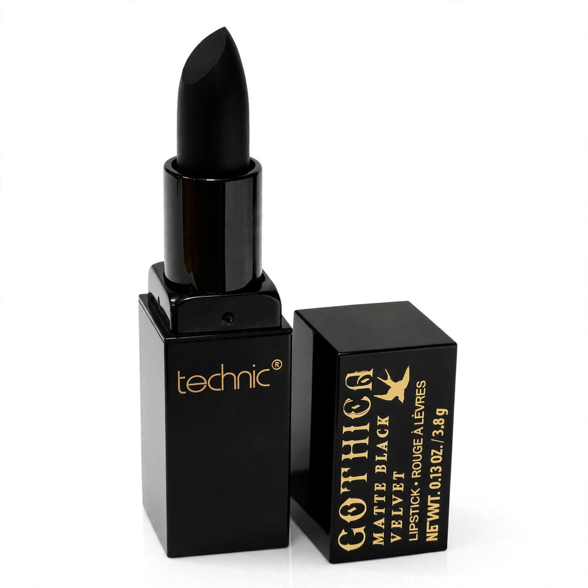 Technic Gothica Black Velvet Matte Black Lipstick with deep black shade and velvet matte finish