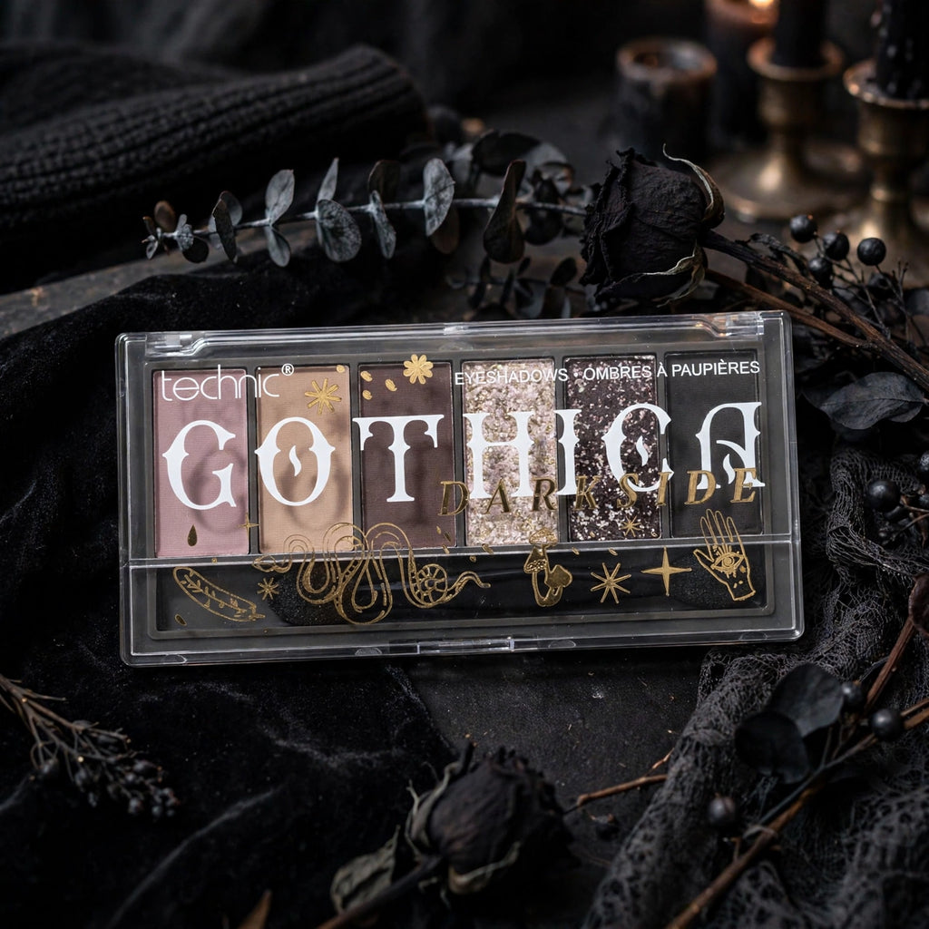 Technic Gothica Darkside Mini Eyeshadow Palette used for gothic eye makeup look