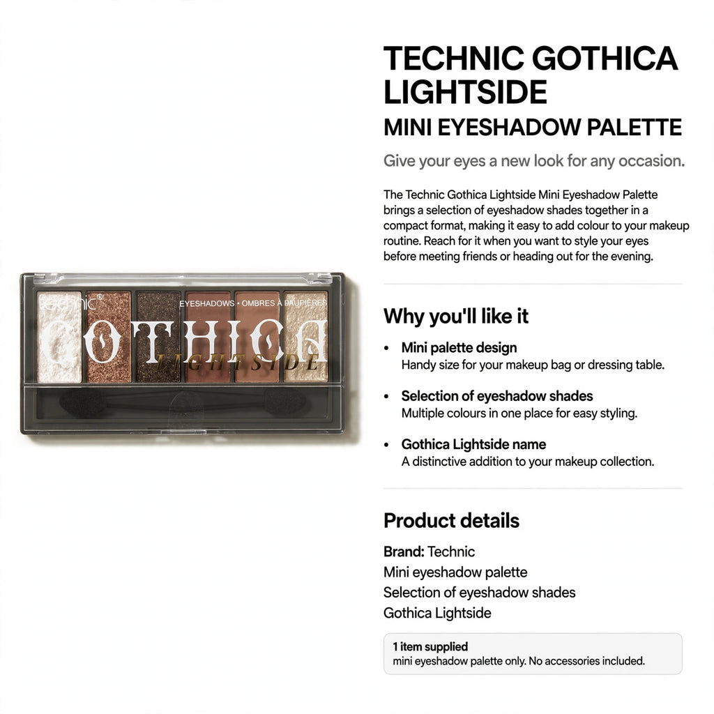 Technic Gothica Lightside Mini Eyeshadow Palette designed for easy styling and compact use