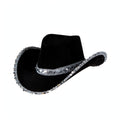 Adults cowboy hat black with silver sequins