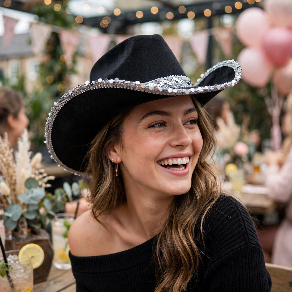 Adults cowboy hat worn at parties, hen dos, festivals, and themed events