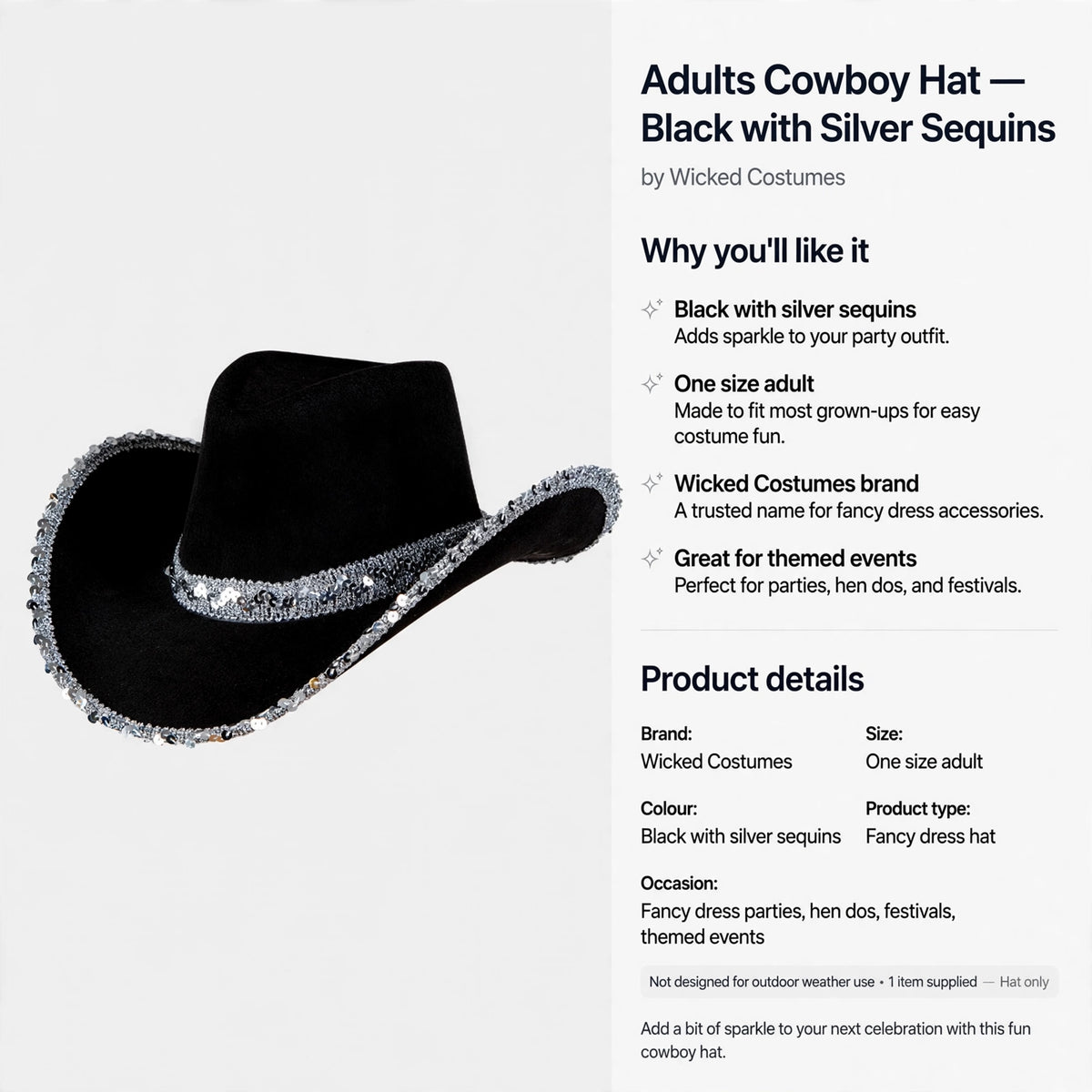 Wicked Costumes brand fancy dress hat designed for adults