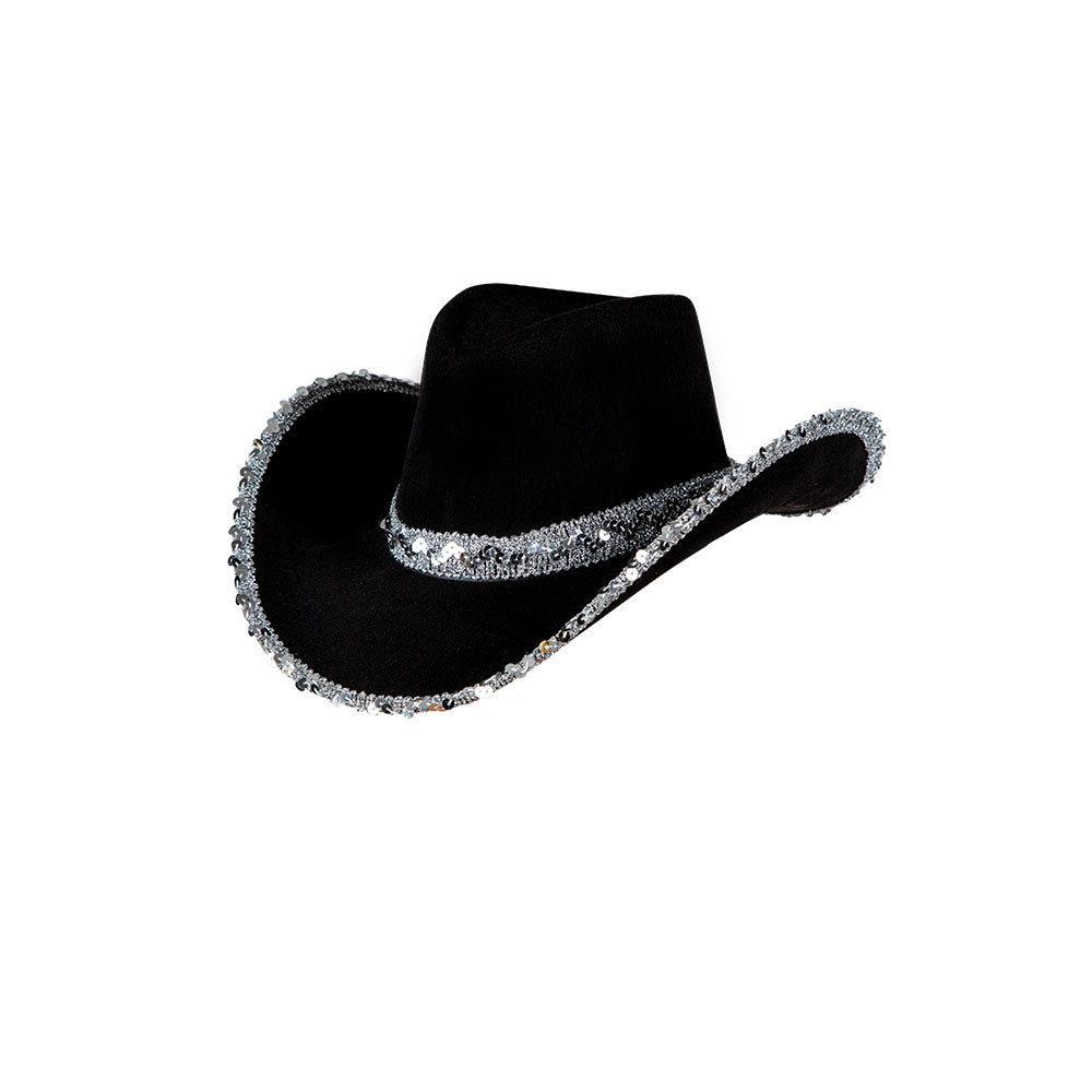Texan Cowgirl Hat Black with Silver Sequins