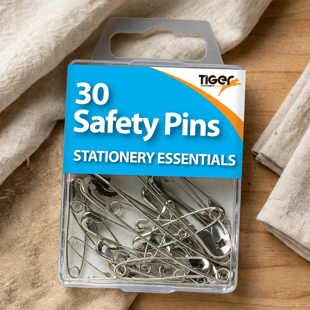 Tiger Stationery safety pins used for sewing, crafting, and household tasks
