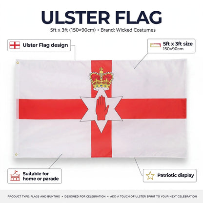 Infographic showing Ulster Flag features including size and design
