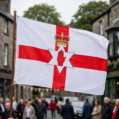 Ulster Flag displayed at a parade or patriotic event