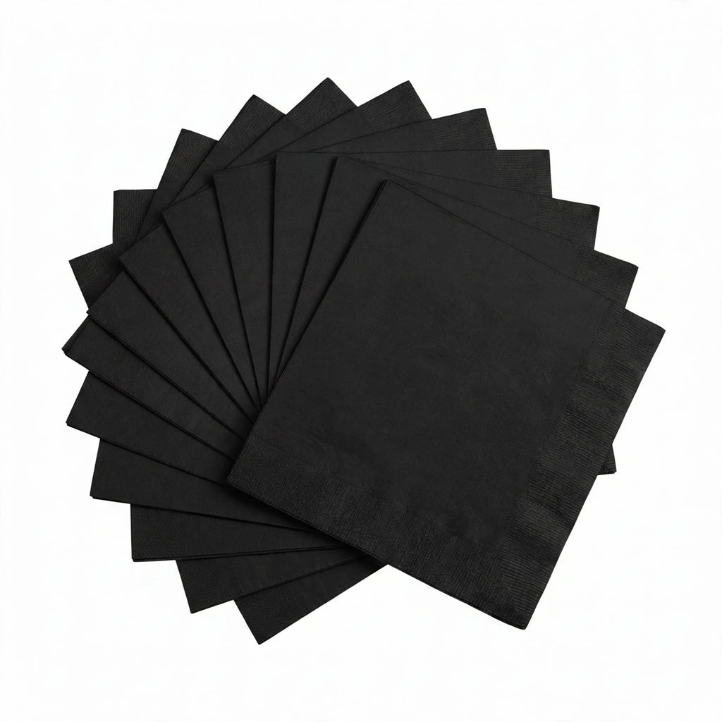Unique 20 pack black luncheon napkins measuring 32.3cm
