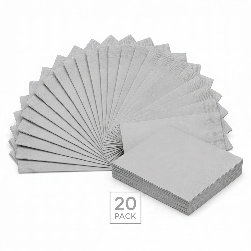 Unique 20 pack silver luncheon napkins measuring 32.3cm
