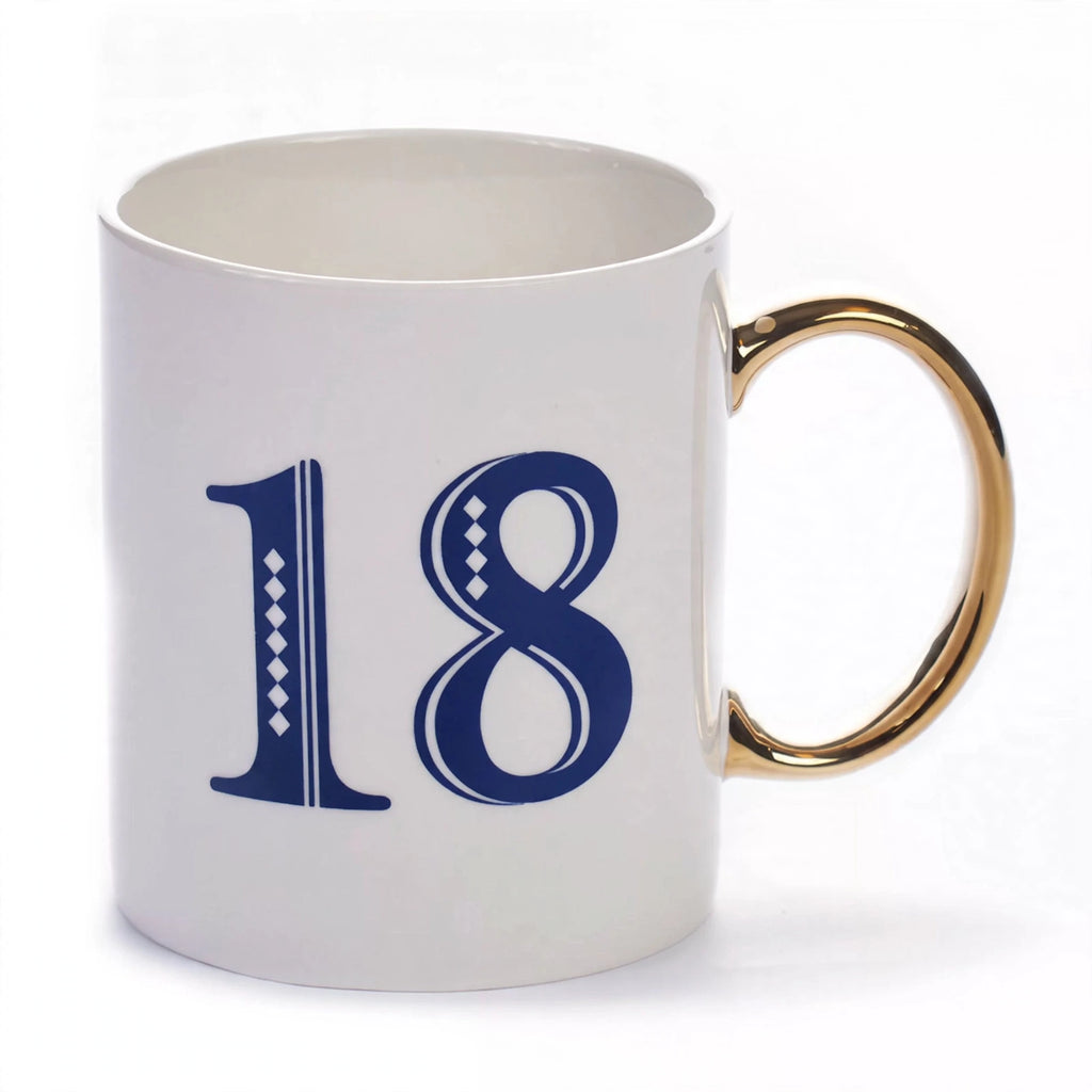 Detail view of the Art Deco 18th Birthday Gift Mug