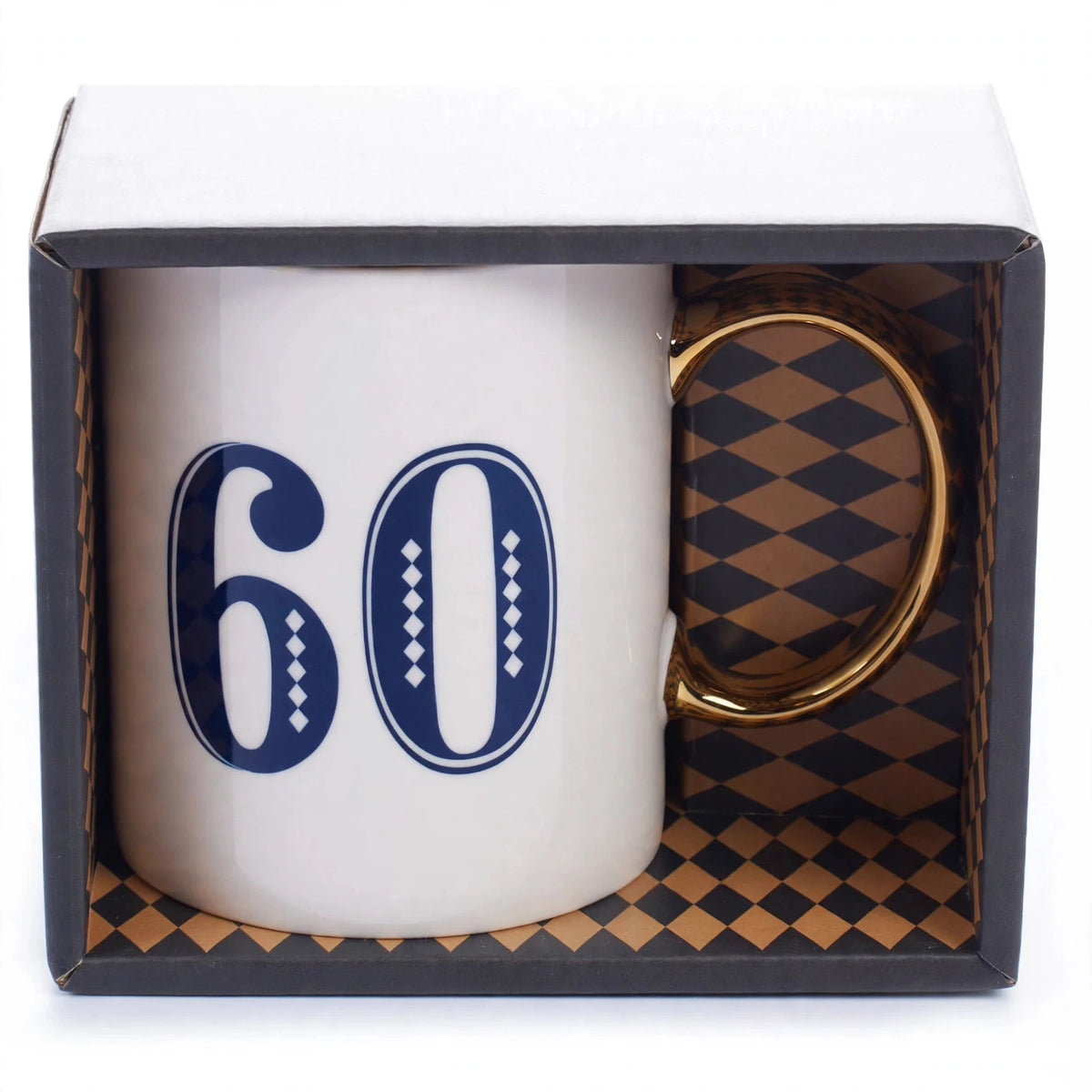 Detail view of Art Deco Gift Mug Age 60 showcasing design