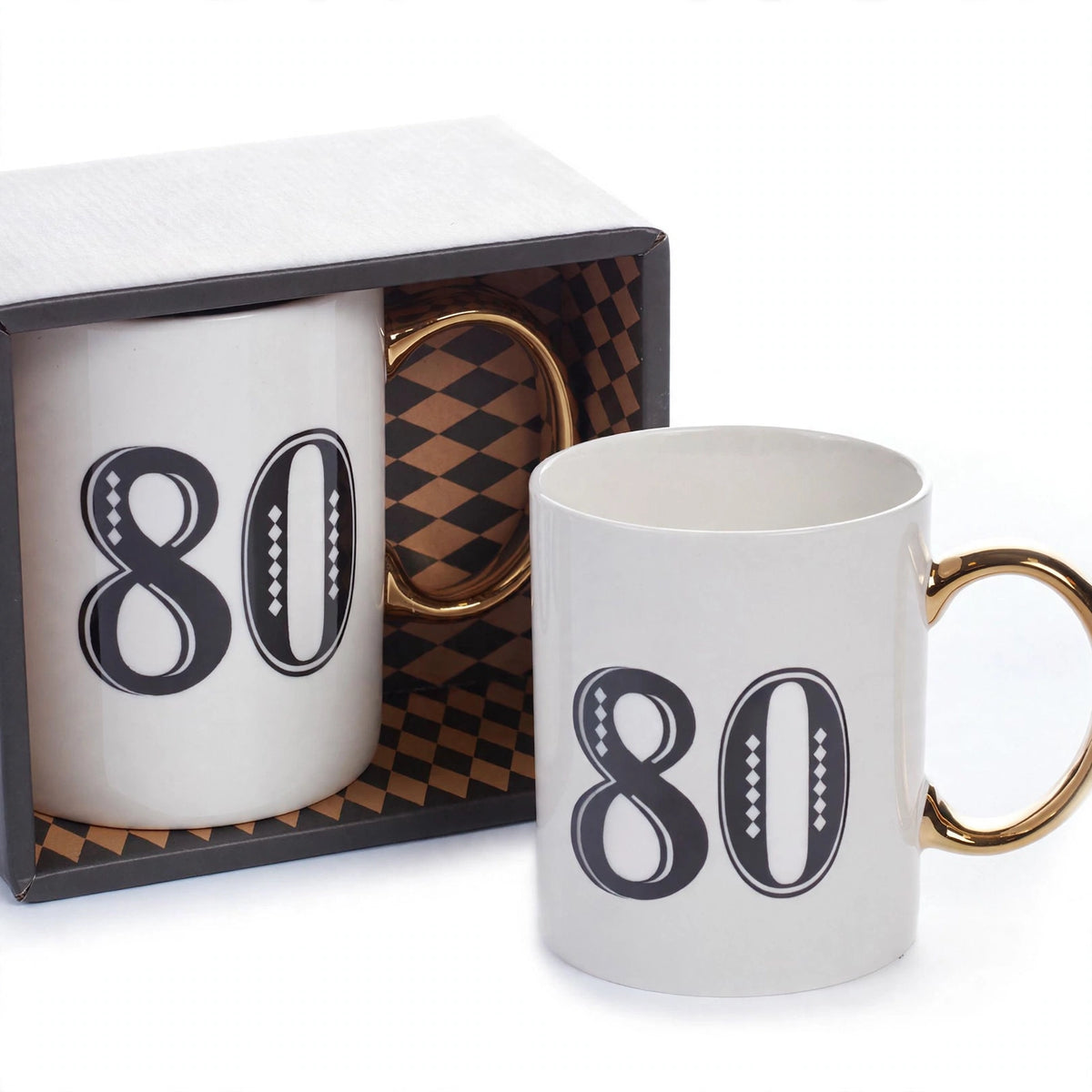 Detailed view of the Art Deco gift mug with design highlights