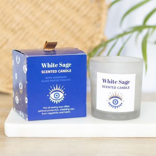 All Seeing Eye White Sage Crystal Chip Protection Candle | Merthyr Tydfil | Why Not Shop Online