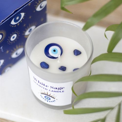 All Seeing Eye White Sage Crystal Chip Protection Candle | Merthyr Tydfil | Why Not Shop Online