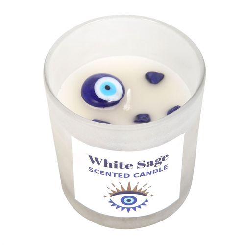 All Seeing Eye White Sage Crystal Chip Protection Candle | Merthyr Tydfil | Why Not Shop Online