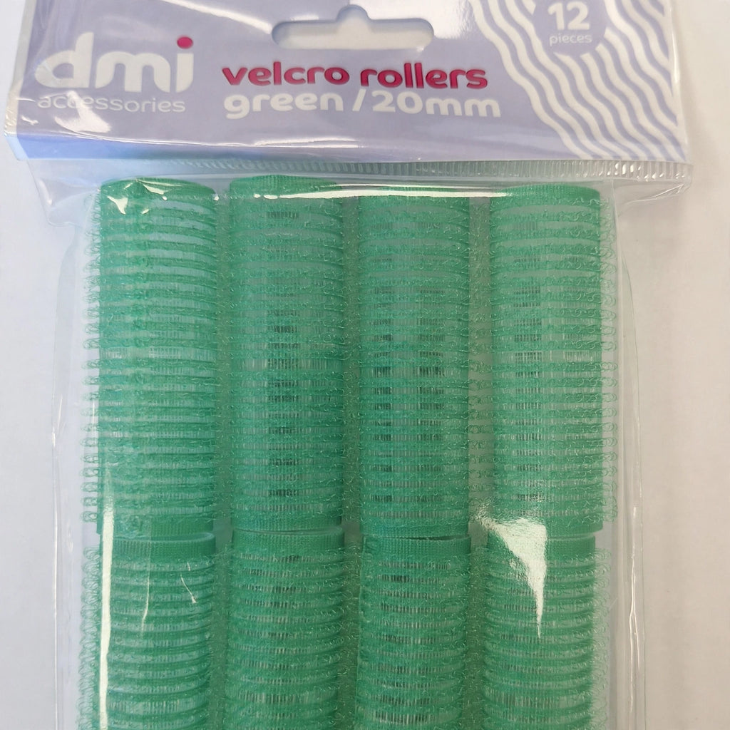 Close-up view of green Velcro surface on 20mm hair roller
