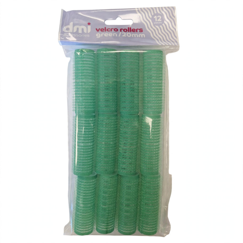 DMI Velcro Hair Rollers green pack of 12 sized 20mm