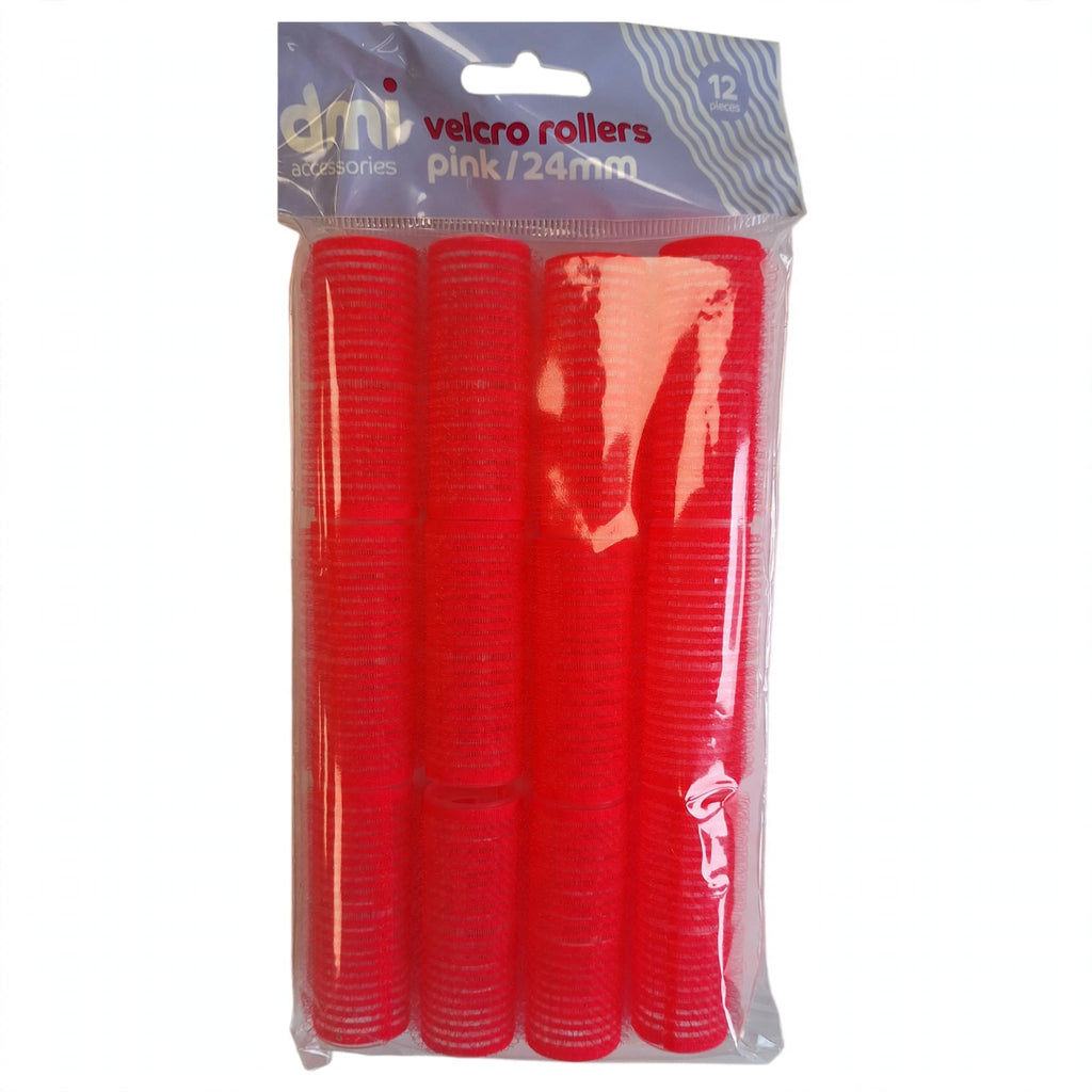 Velcro hair rollers pack of 12 in pink with 24mm size