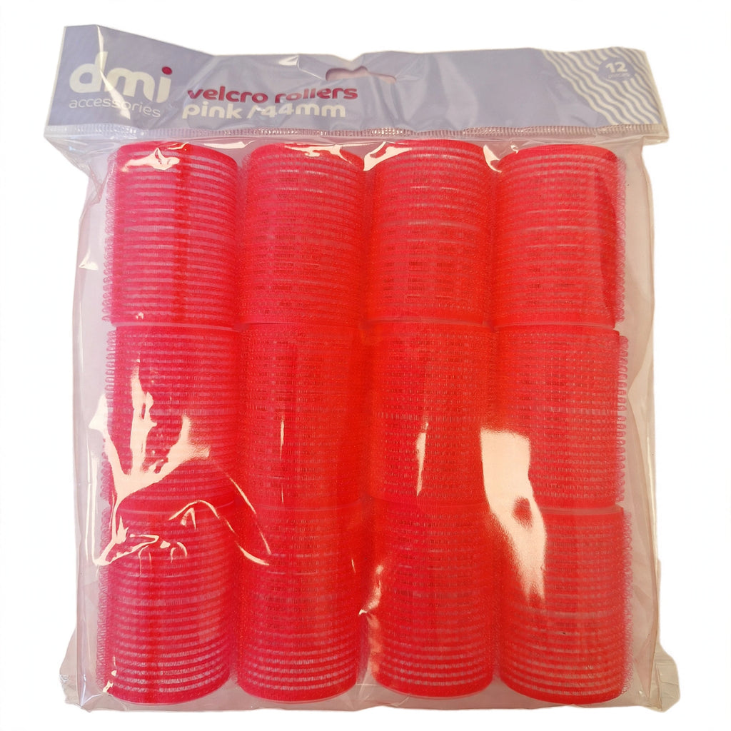 Velcro hair rollers pack of 12 in pink with 44mm diameter