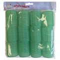 Pack of 12 green Velcro hair rollers sized 48mm for hair styling