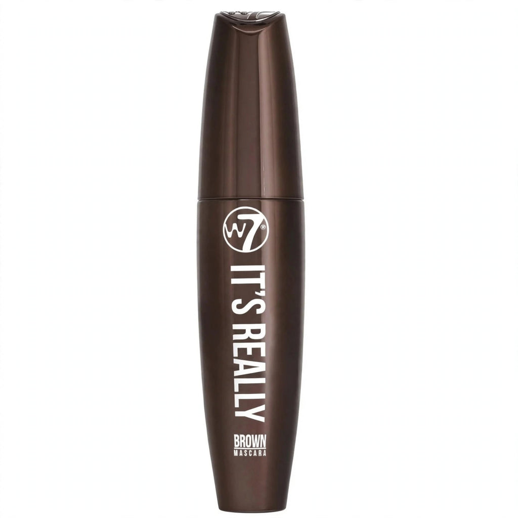 Close-up view of W7 It's Really Colour Mascara highlighting colour options and brush