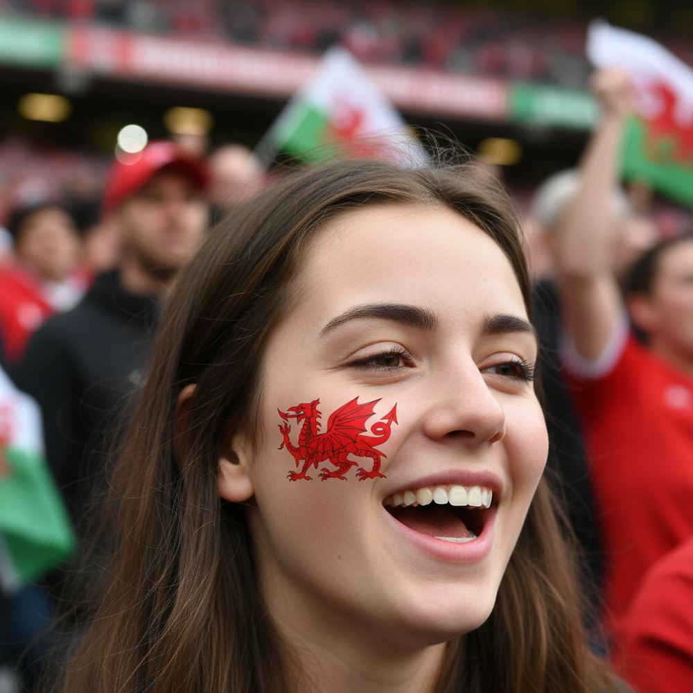 Wales Welsh Dragon Tattoos For Face And Body Red And White