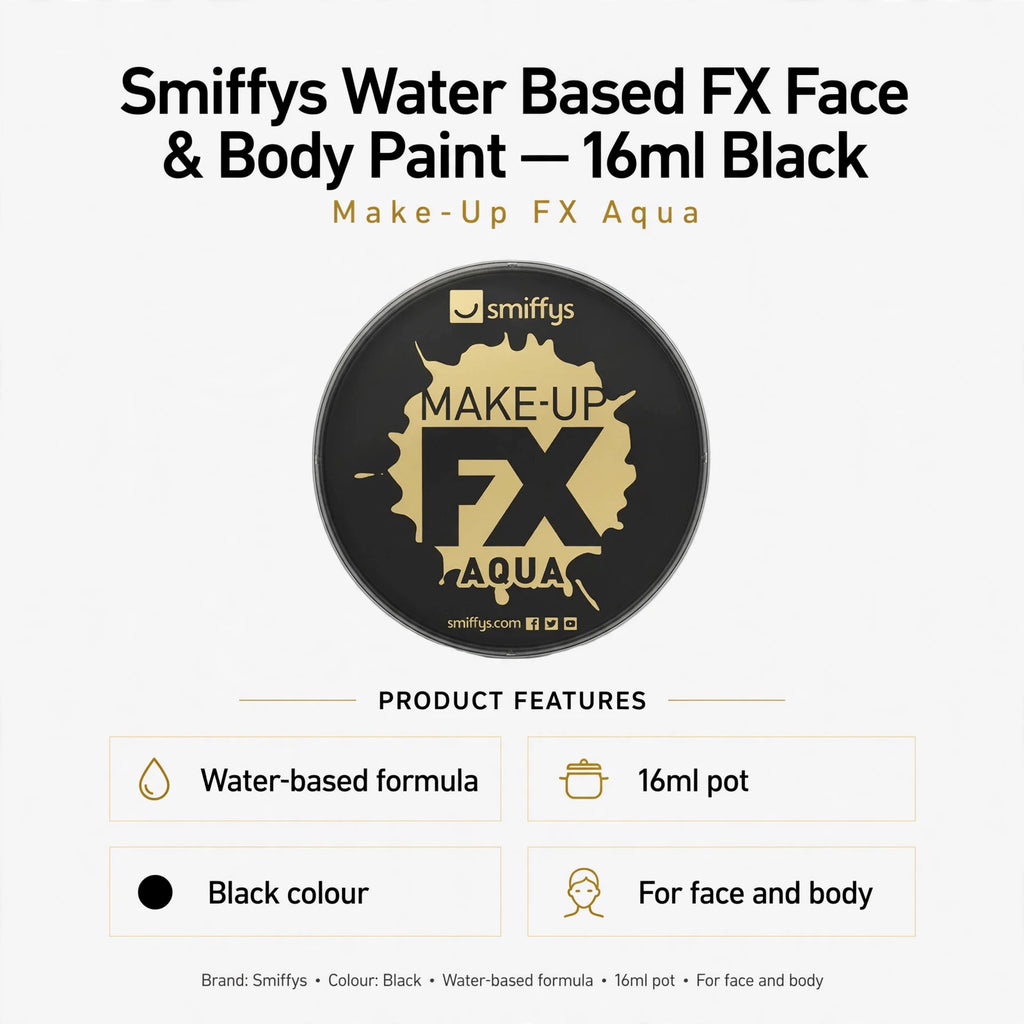 Water-based black face and body paint with high pigment and quick drying