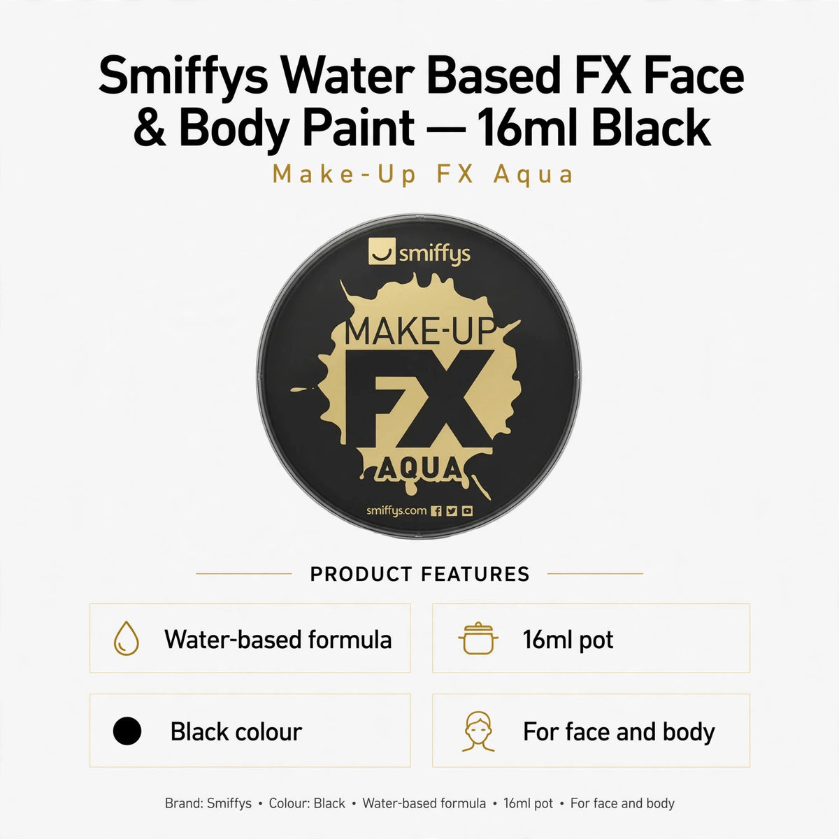 Water-based black face and body paint with high pigment and quick drying