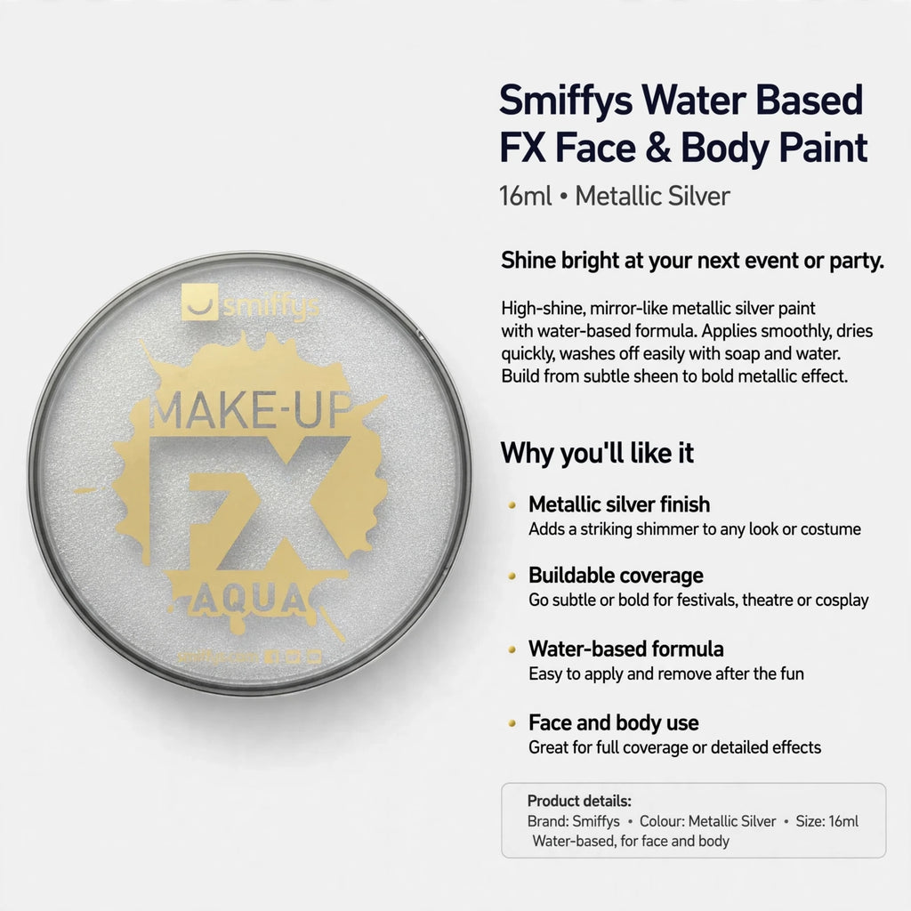 Information on buildable coverage, easy application, quick drying, and easy removal with soap and water
