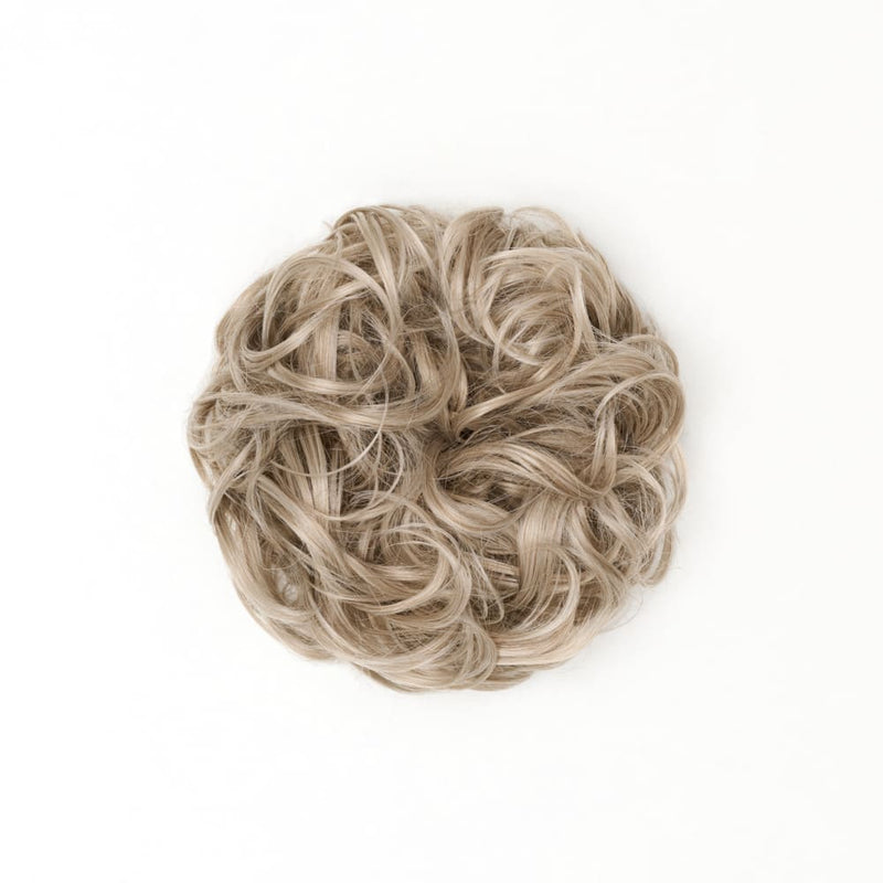 Heat Resistant Curly Messy Hair Bun Cool Ash Blonde/Light Grey-Brown - 112 Ash Moon