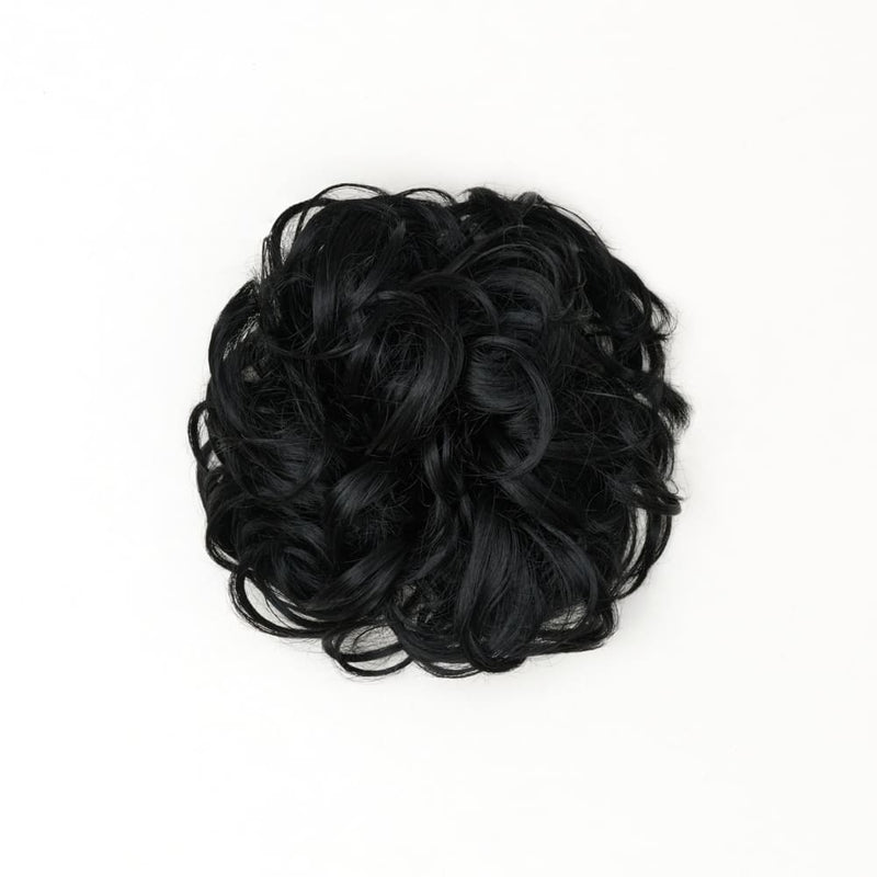 Heat Resistant Curly Messy Hair Bun - 1 Black Magic