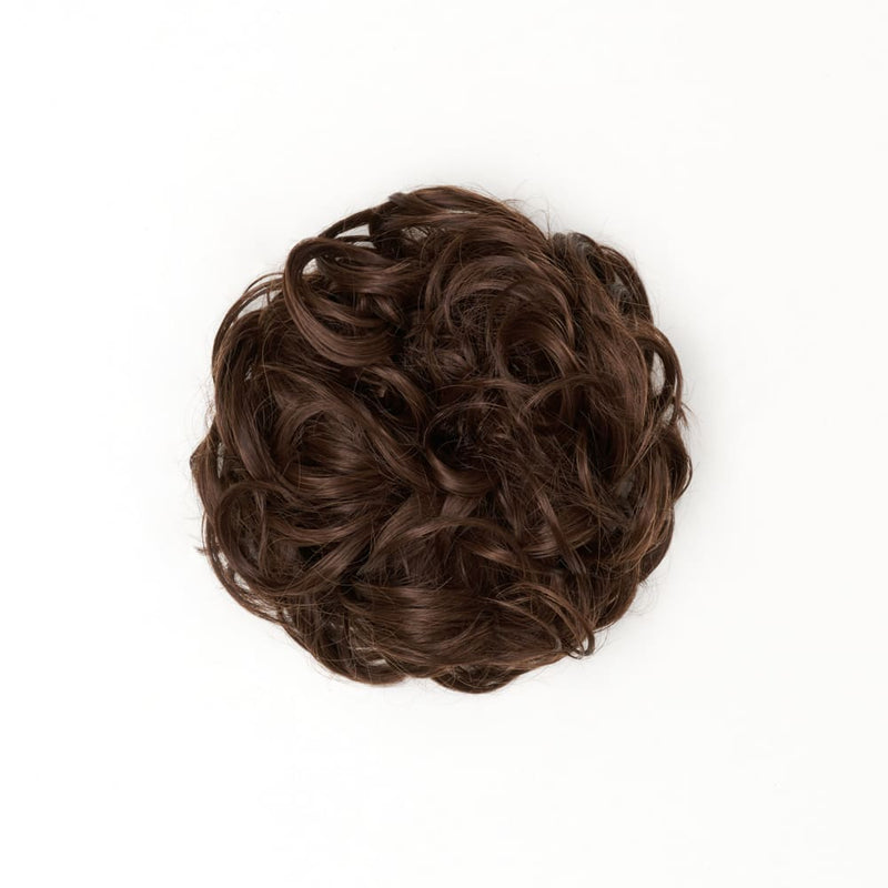 Heat Resistant Curly Messy Hair Bun Medium Warm Brown - 6 Daylillies