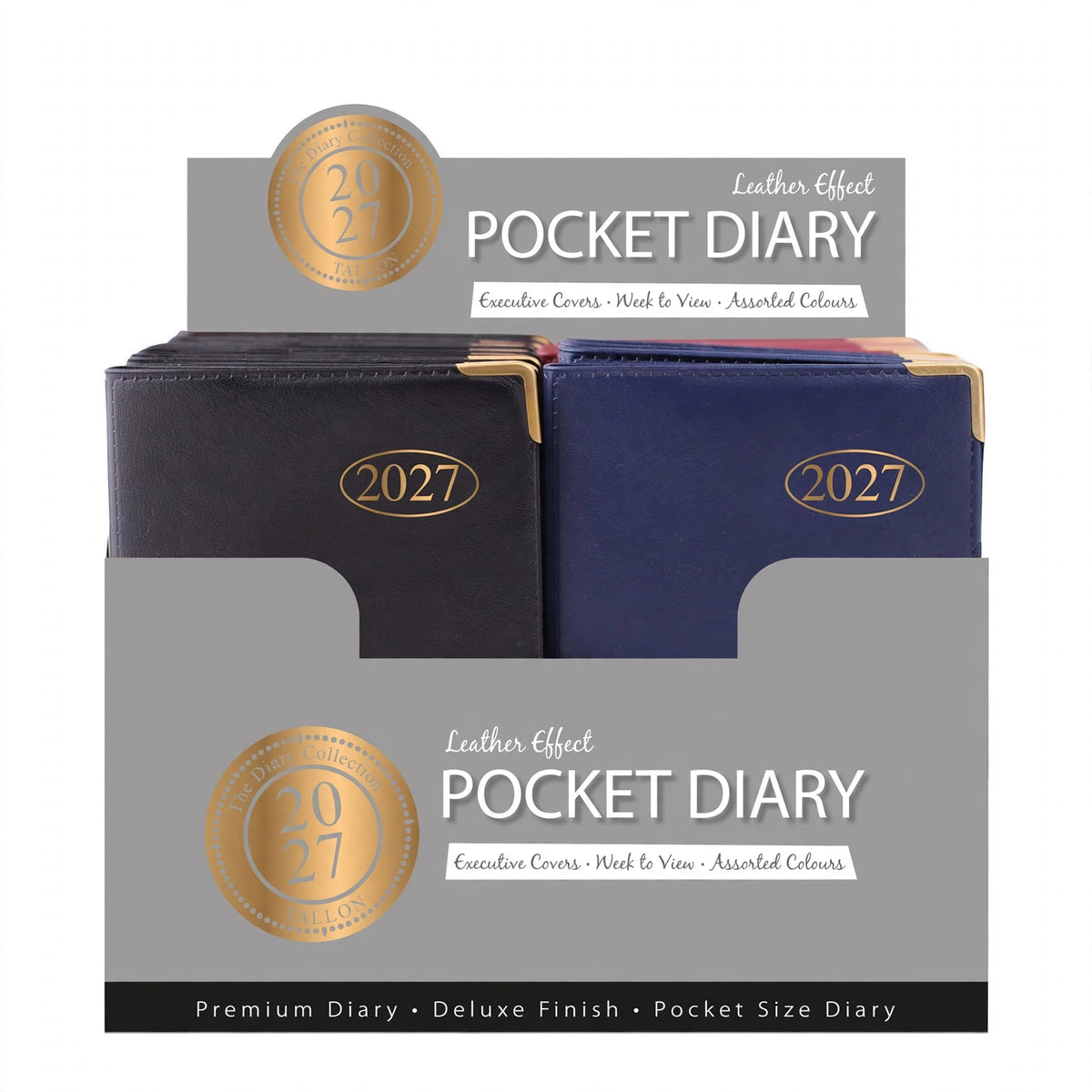 Tallon Week To View Pocket Diary 2027 showing assorted colours