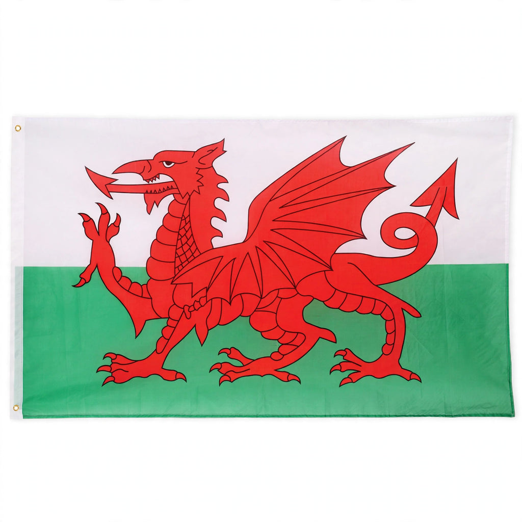 Welsh Flag 5ft x 3ft made from all-weather polyester with red dragon design