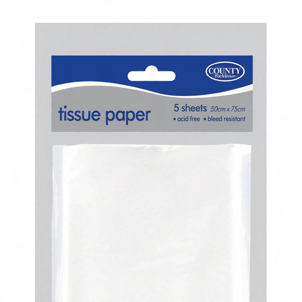 Close-up view of white tissue paper sheet texture and size