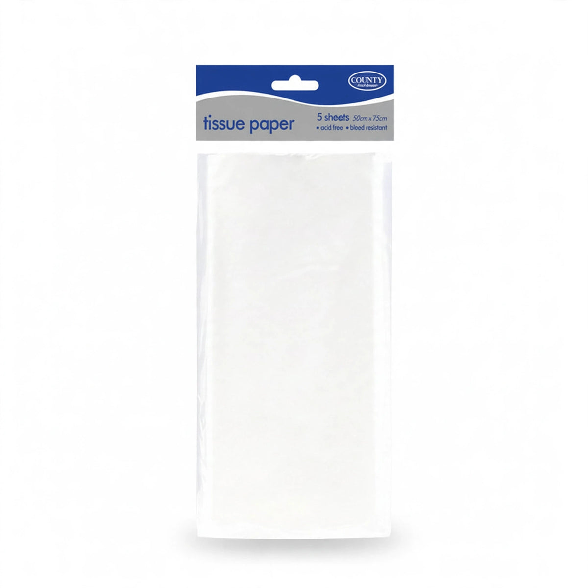 White tissue paper pack of 5 sheets sized 50cm by 75cm